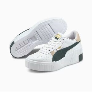 PUMA Women’s Cali Wedge Sneaker 
White/Green